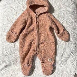 Mini A Ture Soft Pink Fleece Baby Footie Coat 0-3 Months (P6)